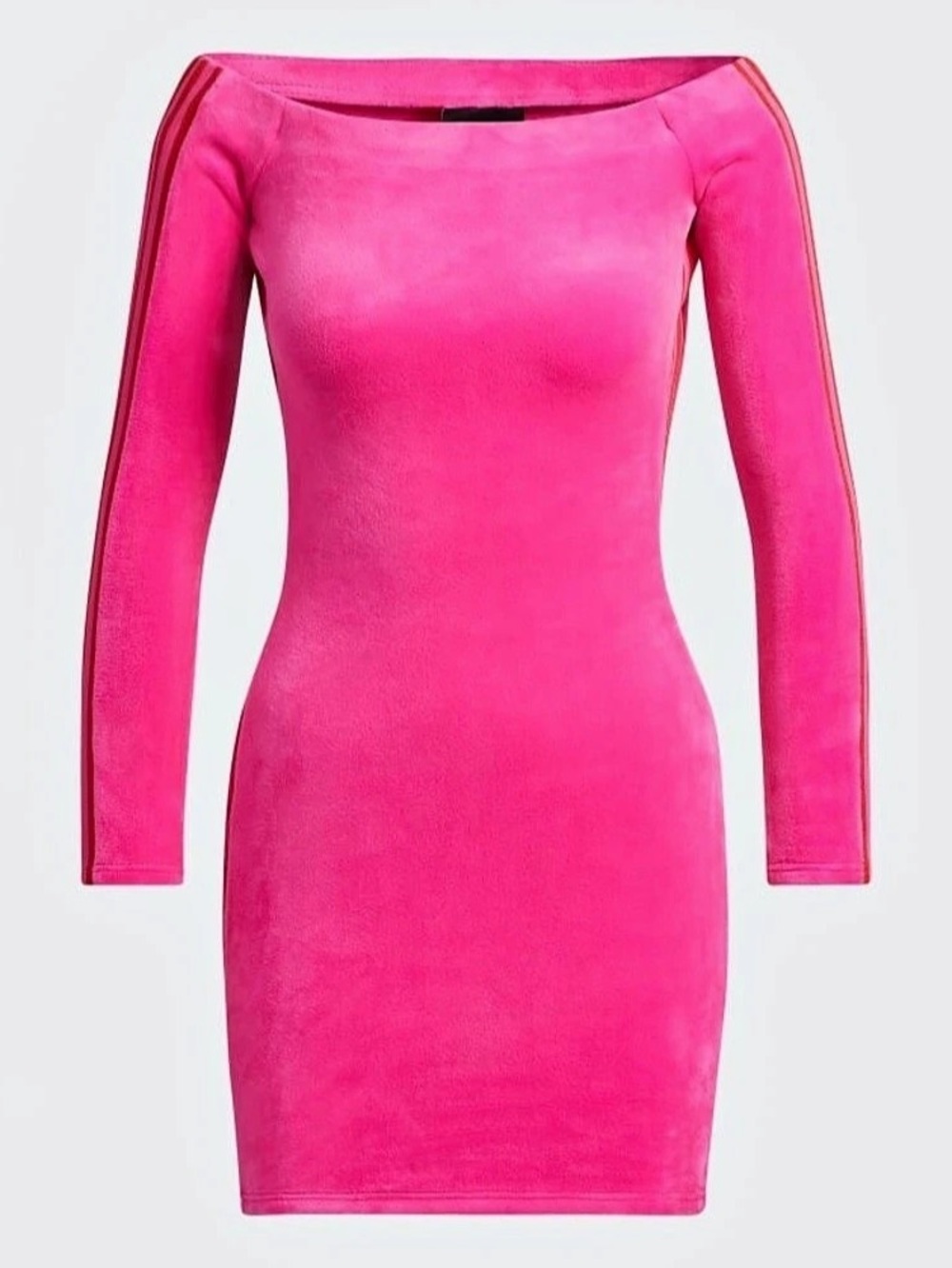 adidas IVY PARK Striped Mini VELOUR Dress in Pink Size Small NWT